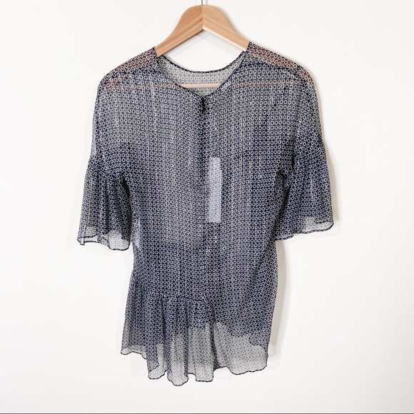 Stella McCartney Silk Circle Star Ruffle Flounce Short Sleeves Top Size 42 or 6 - Picture 7 of 13